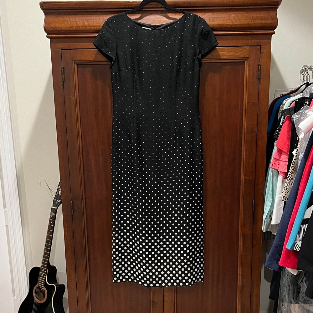 Talbots Black and White Midi Dress
